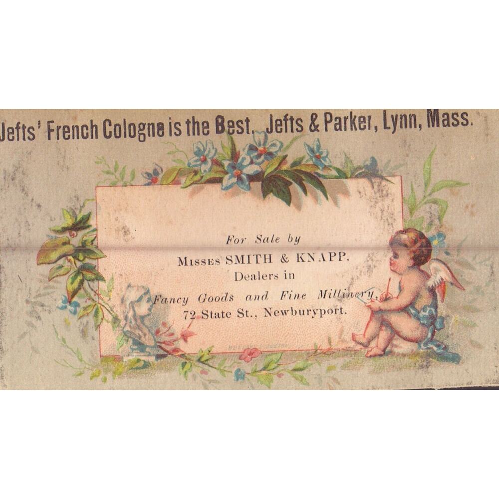 Victorian Trade Card - Jefts' French Cologne Angel Flowers